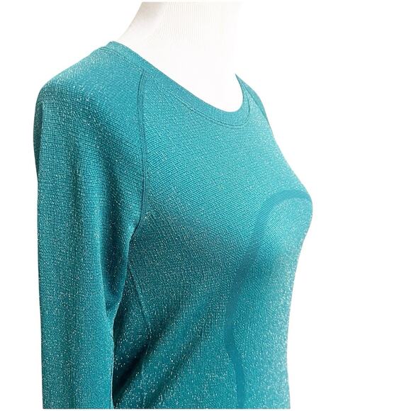 Lululemon Swiftly Tech Long Sleeve Crew Green Sparkle Size 6 - Picture 9 of 10